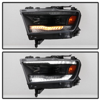 Sequential Turn Signal Black Projector Headlights <br>19-20 Ram 1500