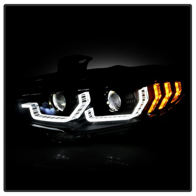 Sequential Turn Signal Black LED Headlights <br>16-20 Honda Civic