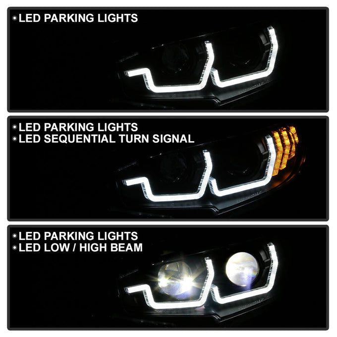 Sequential Turn Signal Black LED Headlights <br>16-20 Honda Civic