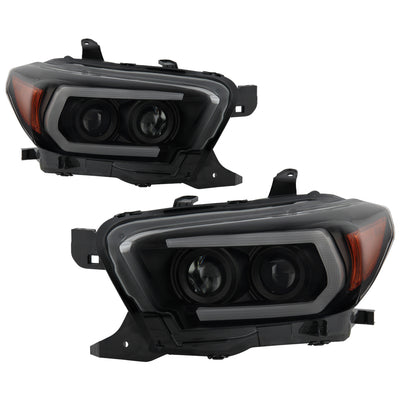 Sequential LED Turn Signal Black Smoke Projector Headlights <br>16-22 Toyota Tacoma