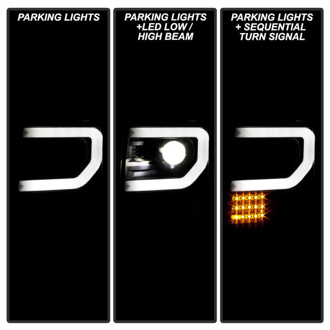 Sequential Turn Signal Black Light Bar Projector Headlights <br>09-14 Ford F-150