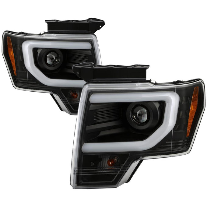Halogen Bulb Turn Signal Black Light Bar Projector Headlights <br>09-14 Ford F-150