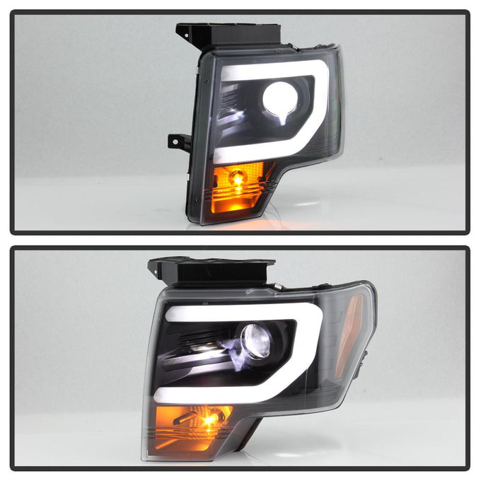Halogen Bulb Turn Signal Black Light Bar Projector Headlights <br>09-14 Ford F-150
