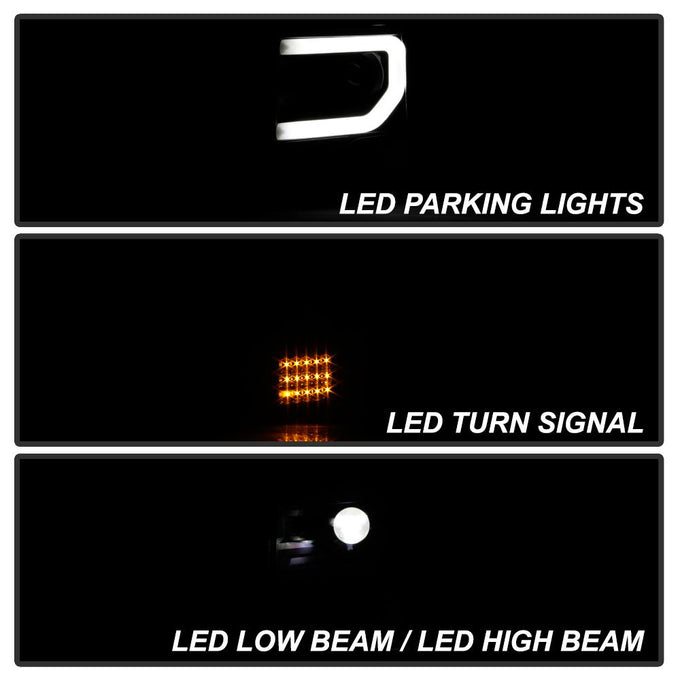Sequential Turn Signal Black Light Bar Projector Headlights <br>13-14 Ford F-150