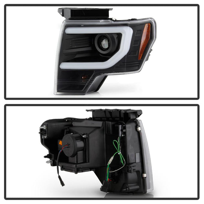 Black Light Bar Projector Headlights <br>13-14 Ford F-150
