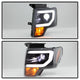 Black Light Bar Projector Headlights <br>13-14 Ford F-150
