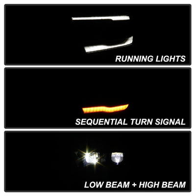 Black High power LED Module (High Beam And Low Beam) Equipped Headlights <br>19-20 Ram 2500 1500 3500 5500 4500