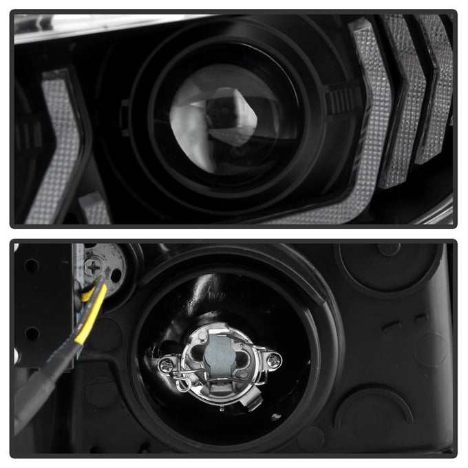 DRL U Black Shape Projector Headlights <br>16-20 Honda Civic