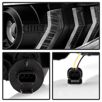DRL U Black Shape Projector Headlights <br>16-20 Honda Civic