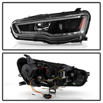 Sequential LED Turn Signal Black Projector Headlights <br>08-17 Mitsubishi Lancer