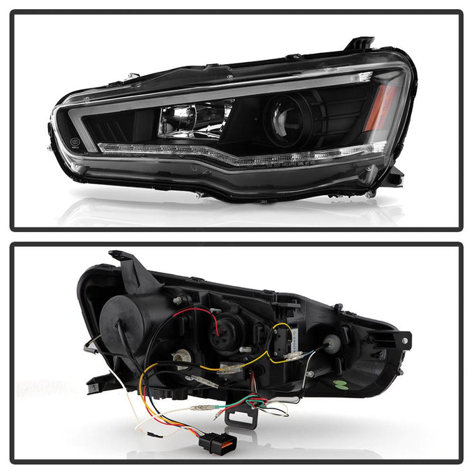 Sequential LED Turn Signal Black Projector Headlights <br>08-17 Mitsubishi Lancer