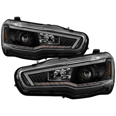 Sequential LED Turn Signal Black Projector Headlights <br>08-17 Mitsubishi Lancer