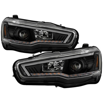Sequential LED Turn Signal Black Projector Headlights <br>08-17 Mitsubishi Lancer