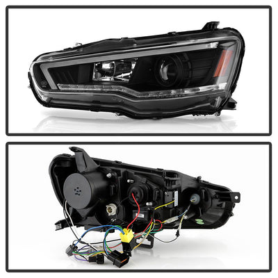 Sequential LED Turn Signal Black Projector Headlights <br>08-17 Mitsubishi Lancer