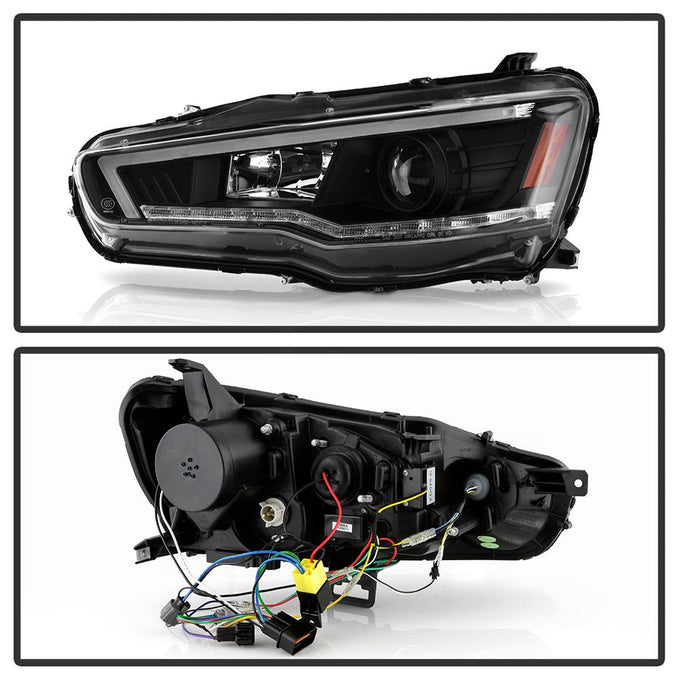 Sequential LED Turn Signal Black Projector Headlights <br>08-17 Mitsubishi Lancer