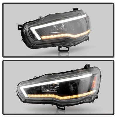 Sequential LED Turn Signal Black Projector Headlights <br>08-17 Mitsubishi Lancer