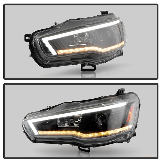 Sequential LED Turn Signal Black Projector Headlights <br>08-17 Mitsubishi Lancer
