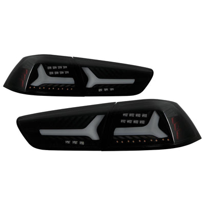 Version 2 Black Smoke LED Tail Lights <br>08-14 Mitsubishi Lancer
