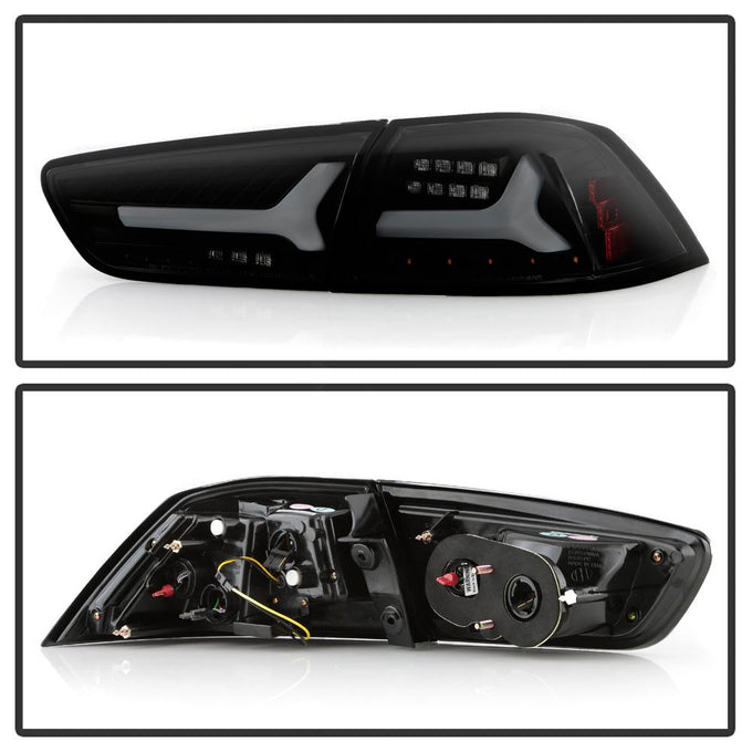 Version 2 Black Smoke LED Tail Lights <br>08-14 Mitsubishi Lancer