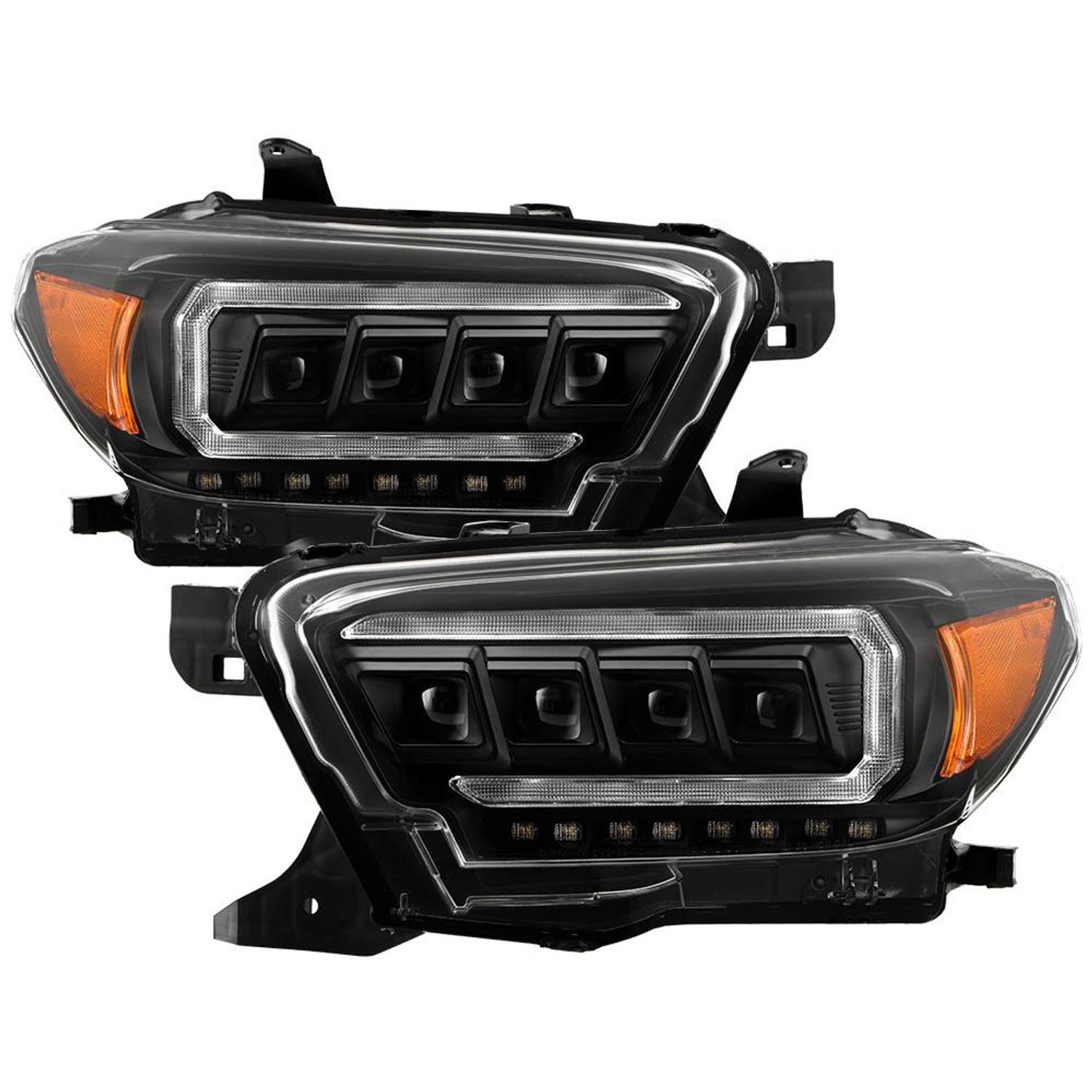 Beam High Power LED Module Equipped Headlights Black Multi <br>16-22 Toyota Tacoma