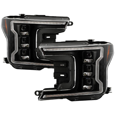 Black High Power LED Module (High Beam And Low Beam) Equipped Headlights <br>18-20 Ford F-150