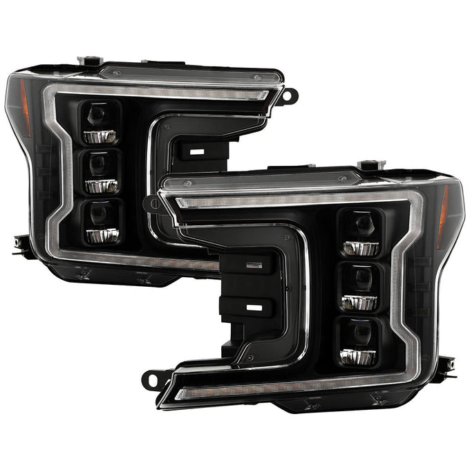 Black High Power LED Module (High Beam And Low Beam) Equipped Headlights <br>18-20 Ford F-150