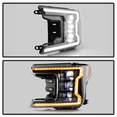 Black High Power LED Module (High Beam And Low Beam) Equipped Headlights <br>18-20 Ford F-150