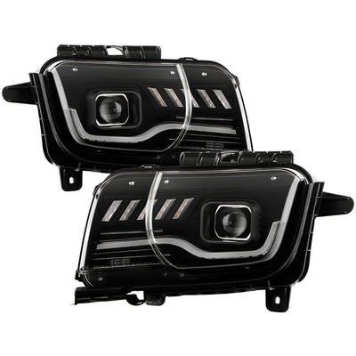 Sequential LED Switchback Turn Signal Lights Black Projector Headlights <br>10-13 Chevrolet Camaro