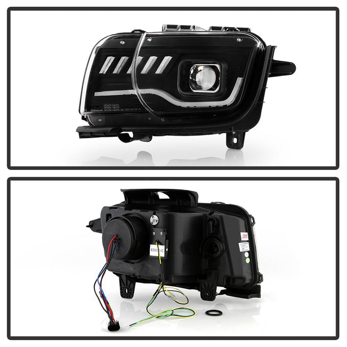 Sequential LED Switchback Turn Signal Lights Black Projector Headlights <br>10-13 Chevrolet Camaro