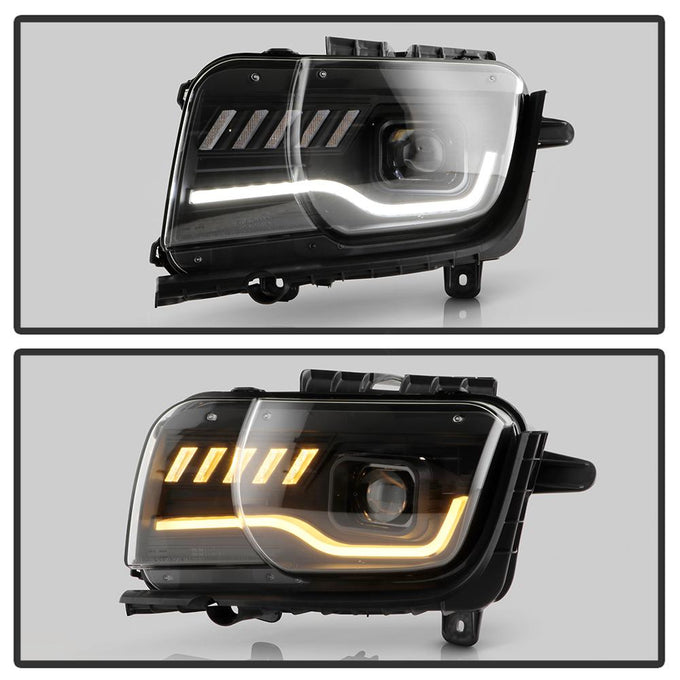 Sequential LED Switchback Turn Signal Lights Black Projector Headlights <br>10-13 Chevrolet Camaro