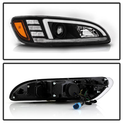 Sequential LED Turn Signal Lights Black Projector Headlights <br>08-19 Peterbilt 325, 07-20 330, 05-10 330, 10-20 337