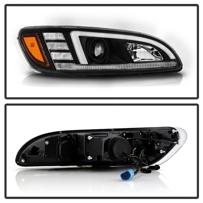 Sequential LED Turn Signal Lights Black Projector Headlights <br>08-19 Peterbilt 325, 07-20 330, 05-10 330, 10-20 337