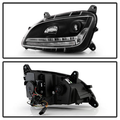 Sequential LED Turn Signal Lights Black Projector Headlights <br>13-19 Peterbilt 579 11-18 Peterbilt 589