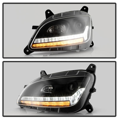 Sequential LED Turn Signal Lights Black Projector Headlights <br>13-19 Peterbilt 579 11-18 Peterbilt 589
