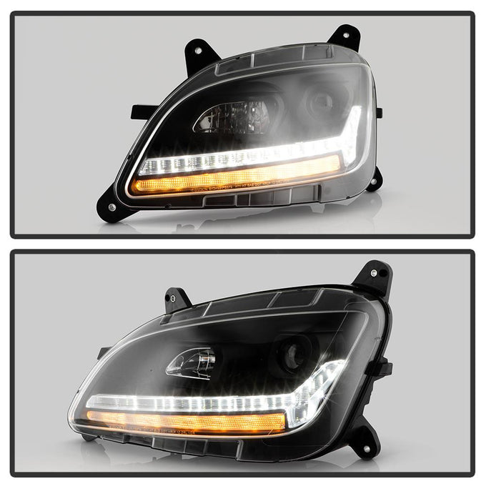 Sequential LED Turn Signal Lights Black Projector Headlights <br>13-19 Peterbilt 579 11-18 Peterbilt 589