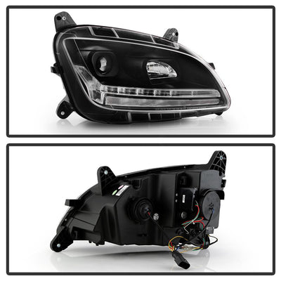 Sequential LED Turn Signal Lights Black Projector Headlights <br>13-19 Peterbilt 579 11-18 Peterbilt 589