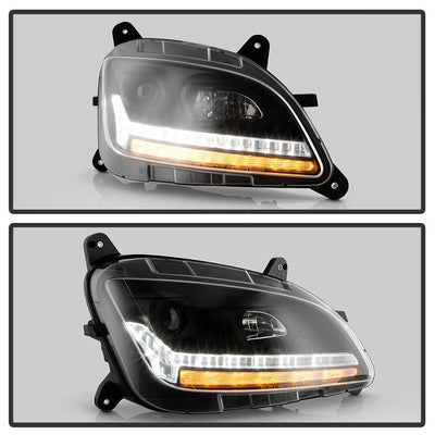 Sequential LED Turn Signal Lights Black Projector Headlights <br>13-19 Peterbilt 579 11-18 Peterbilt 589