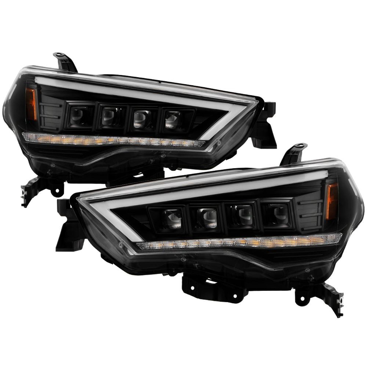 Black High Power LED Module (High Beam And Low Beam) Equipped Headlights <br>14-20 Toyota 4Runner