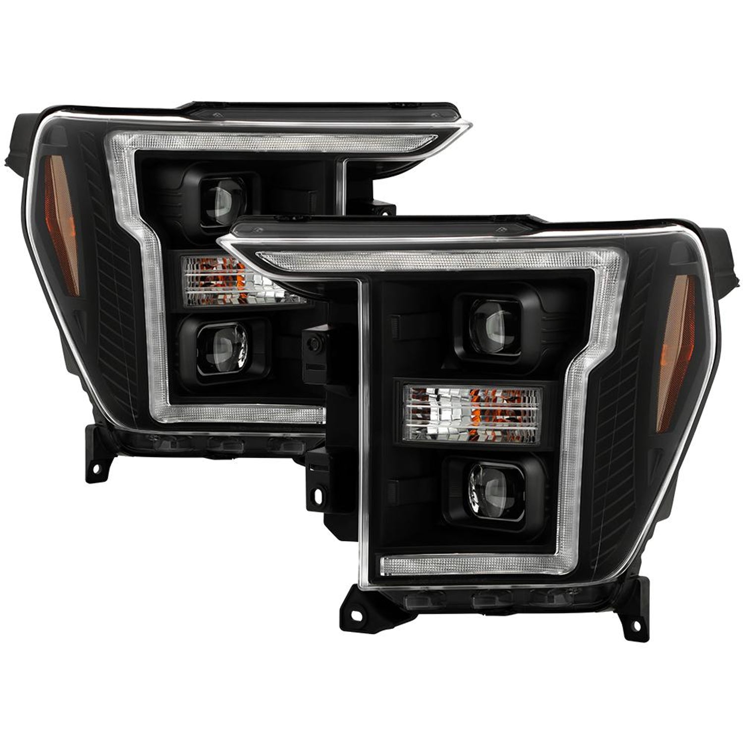 LED Crystal Light Bar Parking Lights Black Projector Headlights <br>20-21 Ford F-150