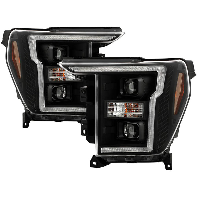 LED Crystal Light Bar Parking Lights Black Projector Headlights <br>20-21 Ford F-150