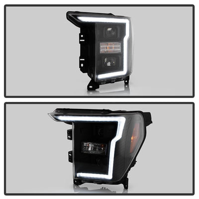 LED Crystal Light Bar Parking Lights Black Projector Headlights <br>20-21 Ford F-150