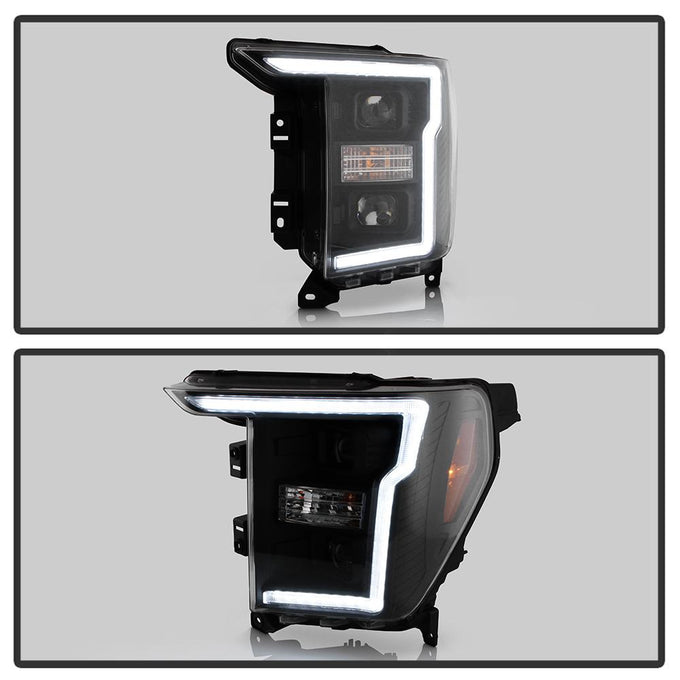 LED Crystal Light Bar Parking Lights Black Projector Headlights <br>20-21 Ford F-150