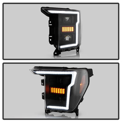 Sequential LED Turn Signal Lights Black Projector Headlights <br>20-21 Ford F-150