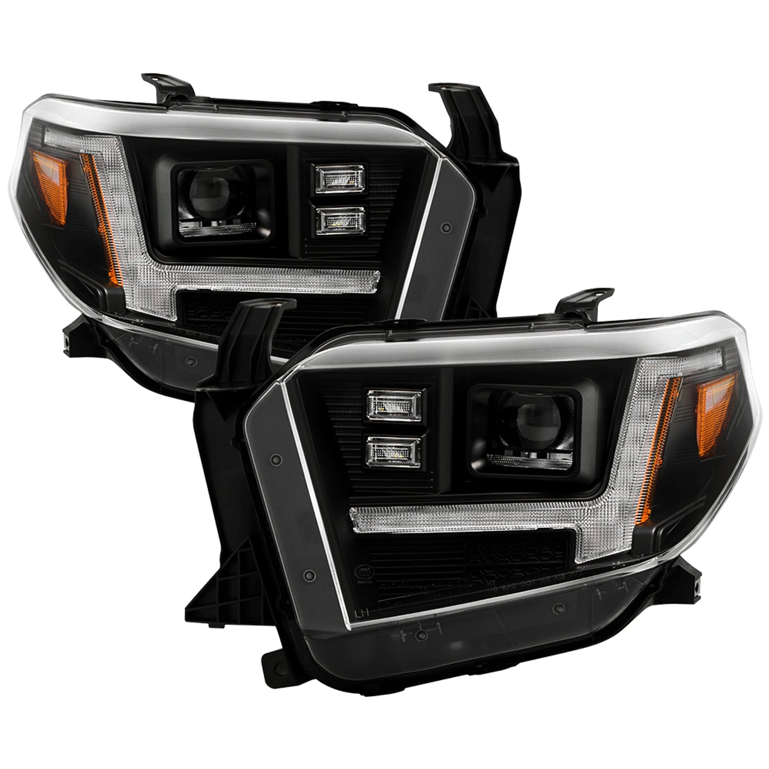 Black High Power LED Module (High Beam And Low Beam) Equipped Headlights <br>14-21 Toyota Tundra