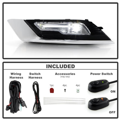 Clear OEM Full LED Fog Lights w/Switch <br>17-18 Ford Fusion