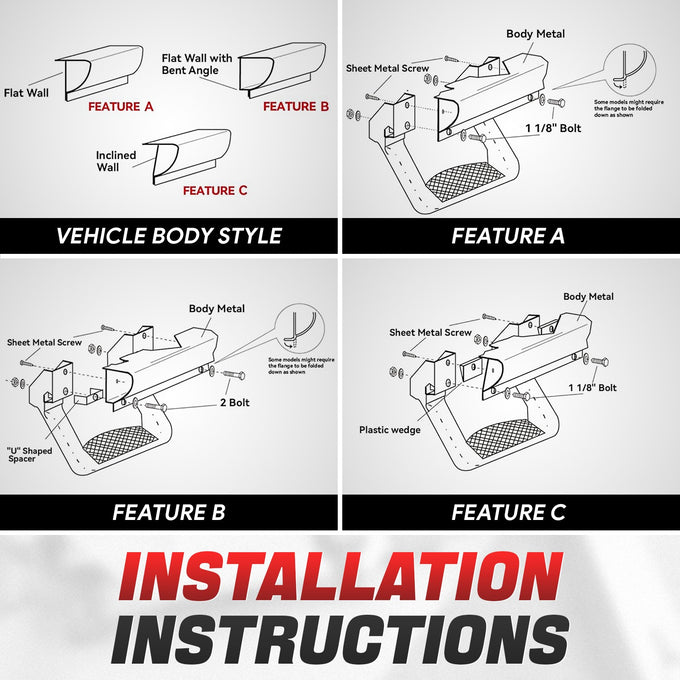 Universal Pickup Truck / SUV Side Hoop Steps <br>11 in. L x 6 in. H x 12 in. W