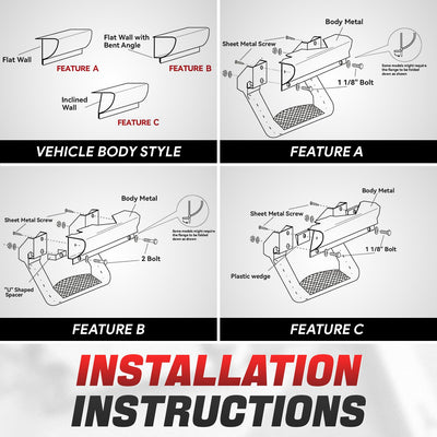 Universal Pickup Truck / SUV Side Hoop Steps <br>11 in. L x 6 in. H x 12 in. W