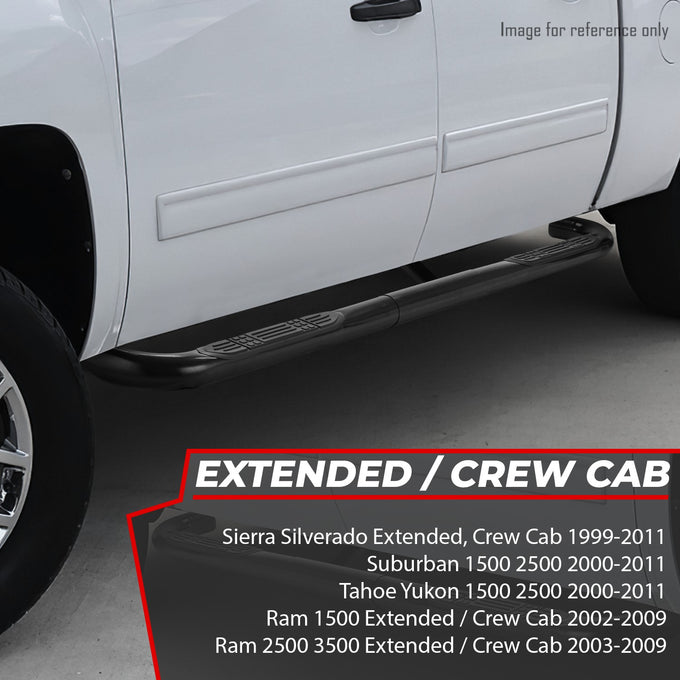 3.5 in. Round Tube Step Nerf Bars <br>99-09 Silverado, Sierra, Ram Extended Crew Cab