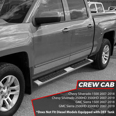 6.7 in. Wide Stainless Steel Running Board<BR>07-18 Silverado Sierra 1500, 07-19 2500/3500HD Crew Cab