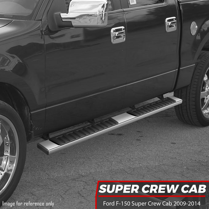 6.75 in. Wide Flat Side Step Nerf Bar Running Boards <br>09-14 Ford F-150 Super Crew Cab